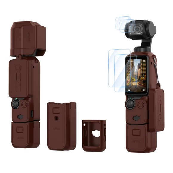 Carcasa para Cámara BRDRC Pocket 3, Cubierta de Silicona Marrón