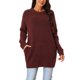 thumbnail image 1 of INSPIRE CHIC Suéter Casual de Mujer con Cuello Redondo, Manga Larga y Bolsillos Talla L Rojo Vino, 1 of 5