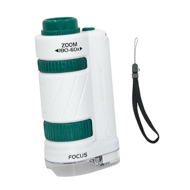 Microscopio de ciencia para niños, juguete portátil, Mini microscopio 60-180x, educativo, portátil de alta definición para estudiantes, niños y niñas Verde