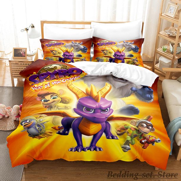 x668 Bed SheetsNew Spyro reignited trilogy Bedding Set Twin Full Size Bed Set Adult Kid Bedroom Duvetcover Sets Anime Gme 3-Piece Bedding Set (1 Duvet Cover + 2 Pillow Shams) nj668