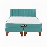 Vitelio - Cama 2 Plazas Modular Europea Turquesa + Colchón Ortopédic