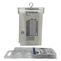 Genérico - Cortina De Baño Impermeable 180X180Cm Con 12 Argollas De Plástico - Color Blanco