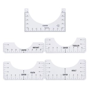 Magideal - 5 Piezas De Herramientas De Alineación De Guía De Regla De Camiseta, Plantillas De Medición, Centro De Pvc Para Manualidades