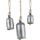 thumbnail image 1 of Juego de 3 campanas decorativas Deco 79 de metal rústico plateado, 1 of 9