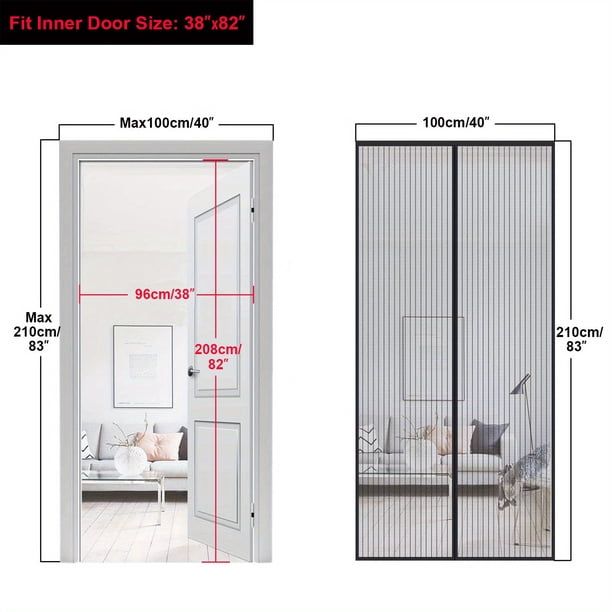 Magnetic Screen Door, Door Screen Magnetic Closure, Heavy Duty Retractable Mesh Screen Door With Magnets Pet Friendly, Anti-mosquito Door Net