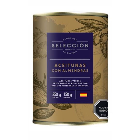 Aceitunas Rellenas con Almendras, Drenado 150 g - Neto 350 g