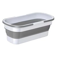Magideal - Cubo De Agua Plegable Para Fregona Con 4 Ruedas, Tamaño Desplegado, Cesta Práctica Versátil Para Ahorrar Espacio De 22X7,8 Pulgadas Para Limpieza Del Blanco Gris