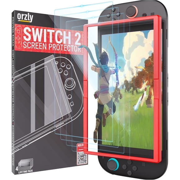 Protector de Vidrio Orzly para Nintendo Switch 2 de 7,9 pulgadas, 9H, Pack de 4