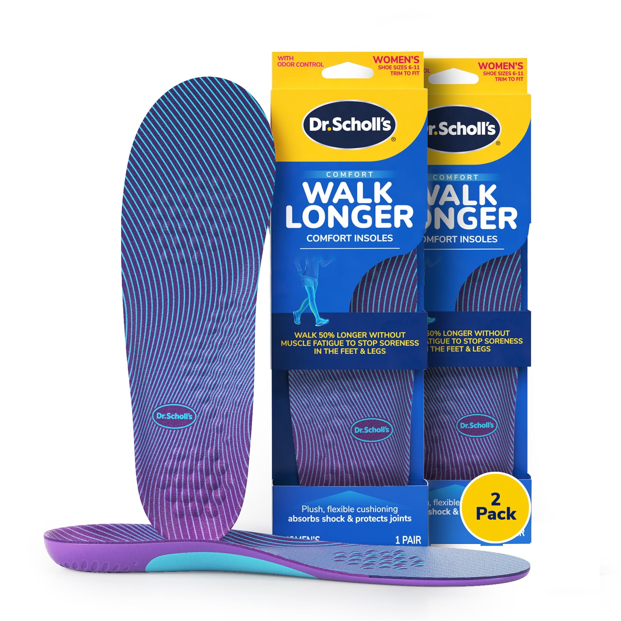 Plantillas Para Zapatos Dr. Scholl's Walk Longer, 2 Pares, Cómodas