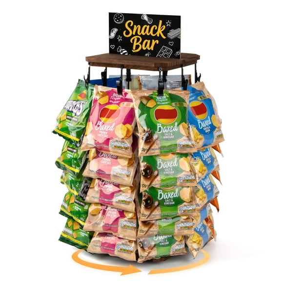 Exhibidor giratorio de snacks PUERSI de 5 niveles y 40 clips
