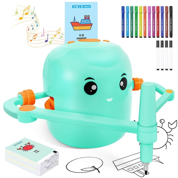 Robot de dibujo Shovira con 150 tarjetas de aprendizaje y 17 bolígrafos de colores