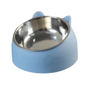 Ioensy - Pet Feeder 15° Elevado Tazón Individual Para Gato Perro Para Perros Pequeños Medianos Gatito Azul