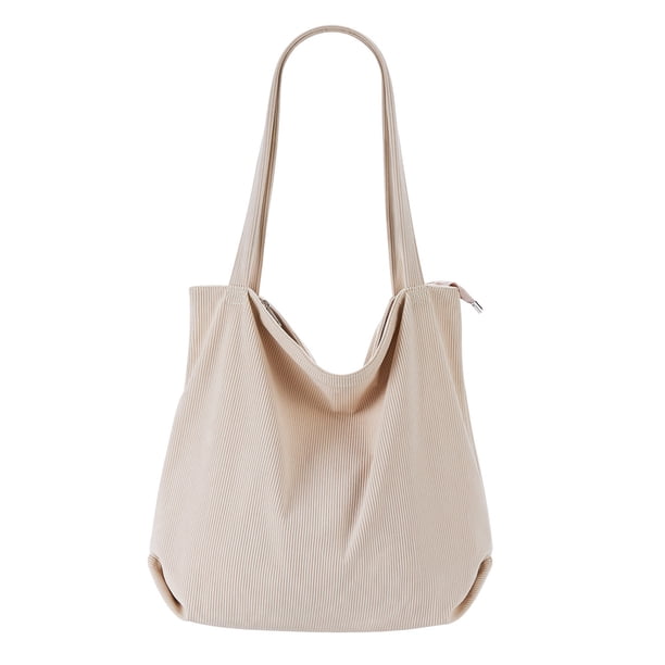 Bolso de mano de pana para mujer, informal, con cremallera, de gran capacidad y bolsillos.