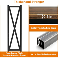 M&Ms - 56.30'' Bakers Rack 4-Level Storage Shelves Mental And Wooden Kitchen Shelves, Kitchen Organizers And Storage, For Garage, Pantry, Bathroom ,25.60'' Length