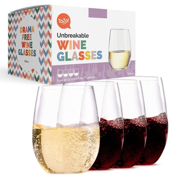 Copas de vino Taza Stemless, 600 ml, juego de 4 unidades de Tritan irrompibles
