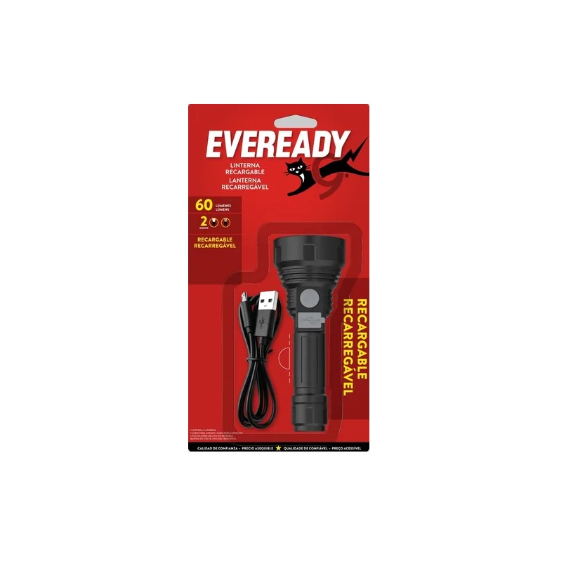 Eveready - Linterna Led Recargable Usb 60 Lúmenes