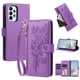 thumbnail image 1 of Funda Billetera Floral en Relieve samsung galaxy A23 4G con Tarjetero y Cremallera Morado, 1 of 6