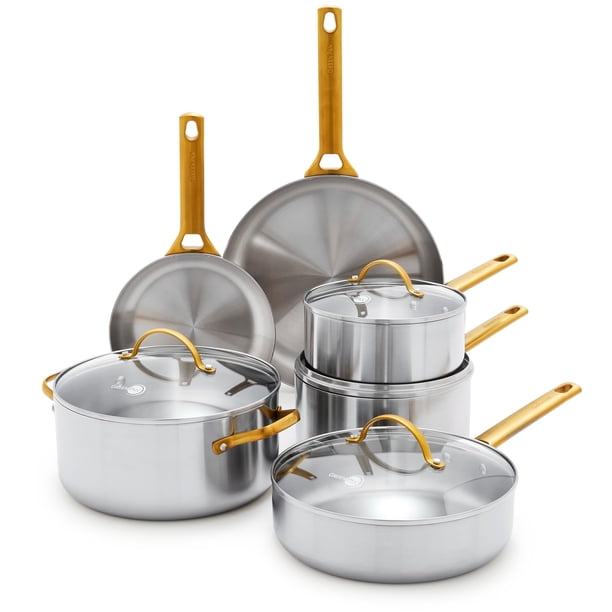 Juego de utensilios de cocina GreenPan Tri-Ply Reserve de acero inoxidable, 10 unidades