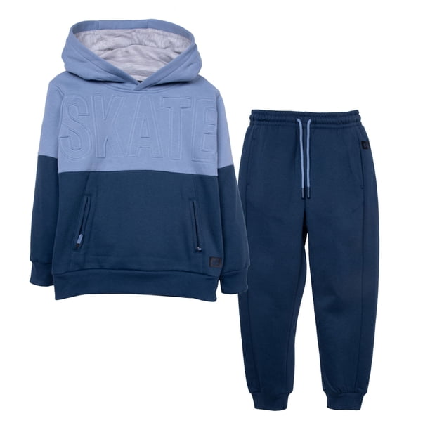 Buzo Niño Pantalón Jogger y Polerón con Gorro Azul
