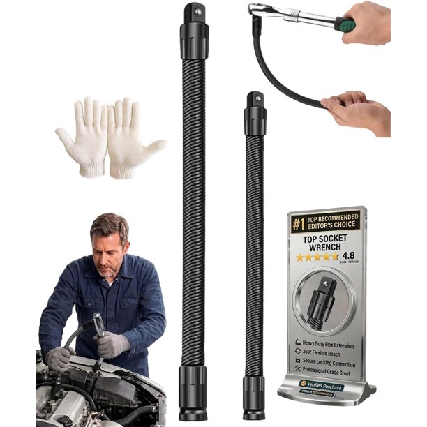 Eje flexible 1/2" 360° acero resorte largo alcance barra plegable enchufes