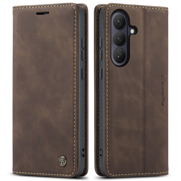 Funda FOXDOCK cartera de cuero retro para FOXDOCK Samsung S26/S26 Plus – Resistente a golpes, ranuras para tarjetas – Marrón