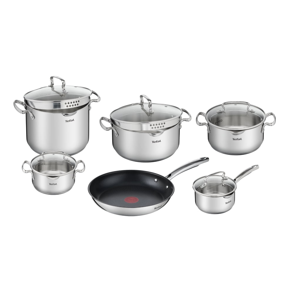 Bateria De Cocina Acero Inoxidable Duetto 11 Piezas Tefal