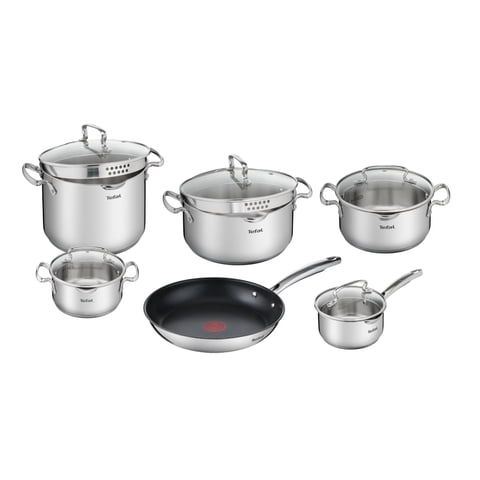 Bateria De Cocina Acero Inoxidable Duetto 11 Piezas Tefal