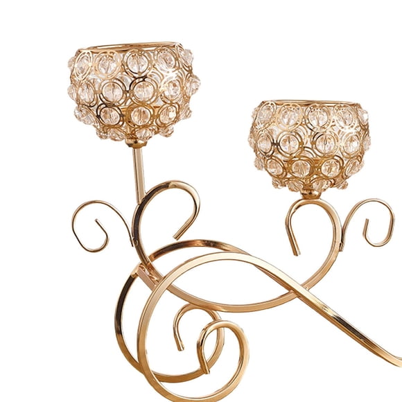 Portavelas De Cristal Candelabro De 3 Brazos Centro De Mesa De Boda Decoración Para El Hogar Dorado