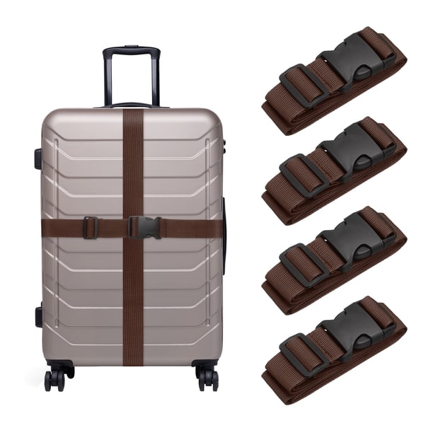 Uxcell 4 Piezas Correas de Equipaje para Maletas, Correa Conectora de Equipaje Ajustable con Hebilla Accesorios de Equipaje para Maleta de Viaje, Marrón Oscuro
