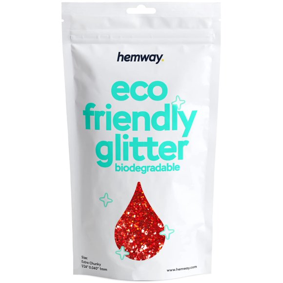 Brillantina Hemway Rojo Holográfico 100 g Extra Gruesa