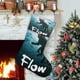 thumbnail image 1 of Flujo la Película Tema: Calcetines de Navidad, fino lino blanco para colgar en escaleras y chimenea, decoración navideña para el hogar, regalo de Navidad. 45cm × 32cm, 1 of 5