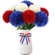 thumbnail image 1 of Flor Crisantemo Artificial Hananona 12 Rojo Blanco Azul, 1 of 3