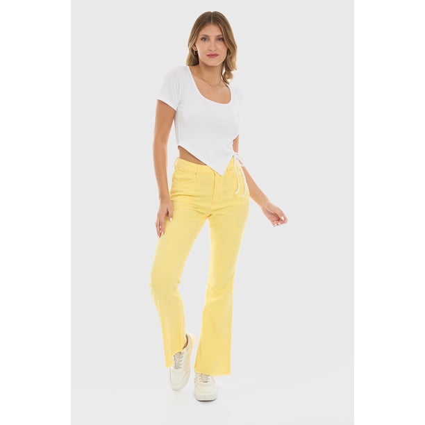 Jeans Mujer Flare Monse Amarillo