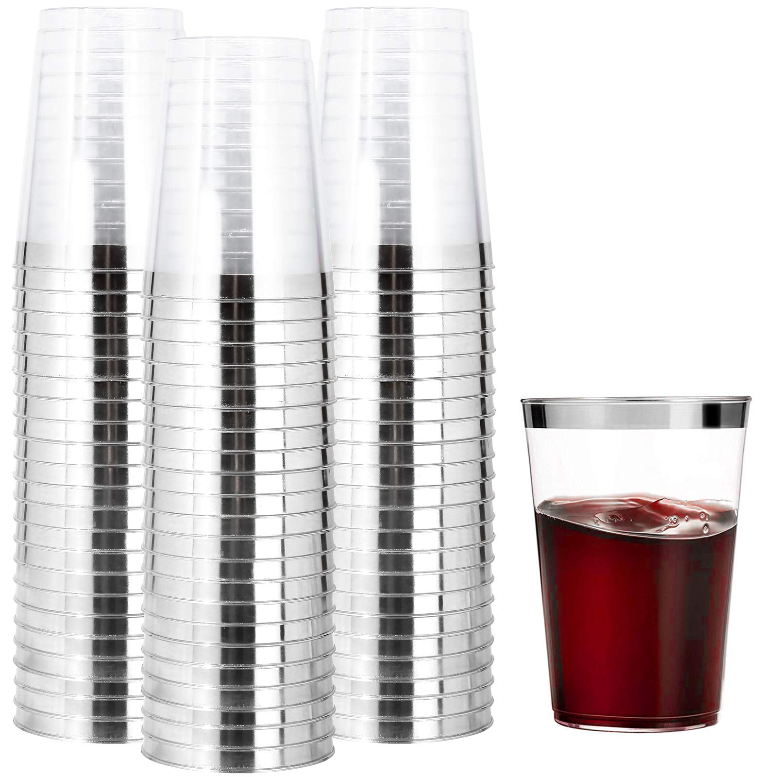 Vasos De Plástico Desechables I00000 10 Oz (300 Ml) Plateados X200