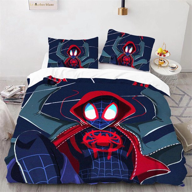 v1394 Bed Sheets /pcs Duvet Cover "Spider-Man: Across The Spider-Verse" Bedding Set Miles Morales Quilt Cover Pillowcase Gift Children Adult 3-Piece Bedding Set (1 Duvet Cover + 2 Pillow Shams) Bed Sh