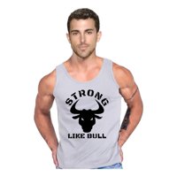 Persodesign - Polera Diseño Fuerte Como Un Toro Musculosa Tank Gym Talla L Gris Hombre