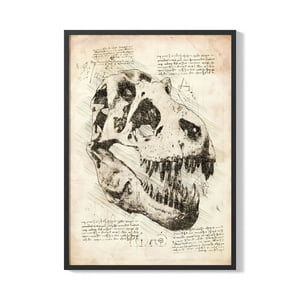 Creango - Cuadro Poster Enmarcado Craneo De Dinosaurio Decorativo