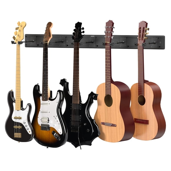 Soporte de Pared para Guitarra LEKATO con 5 Ganchos, Riel de Aluminio de 130 cm