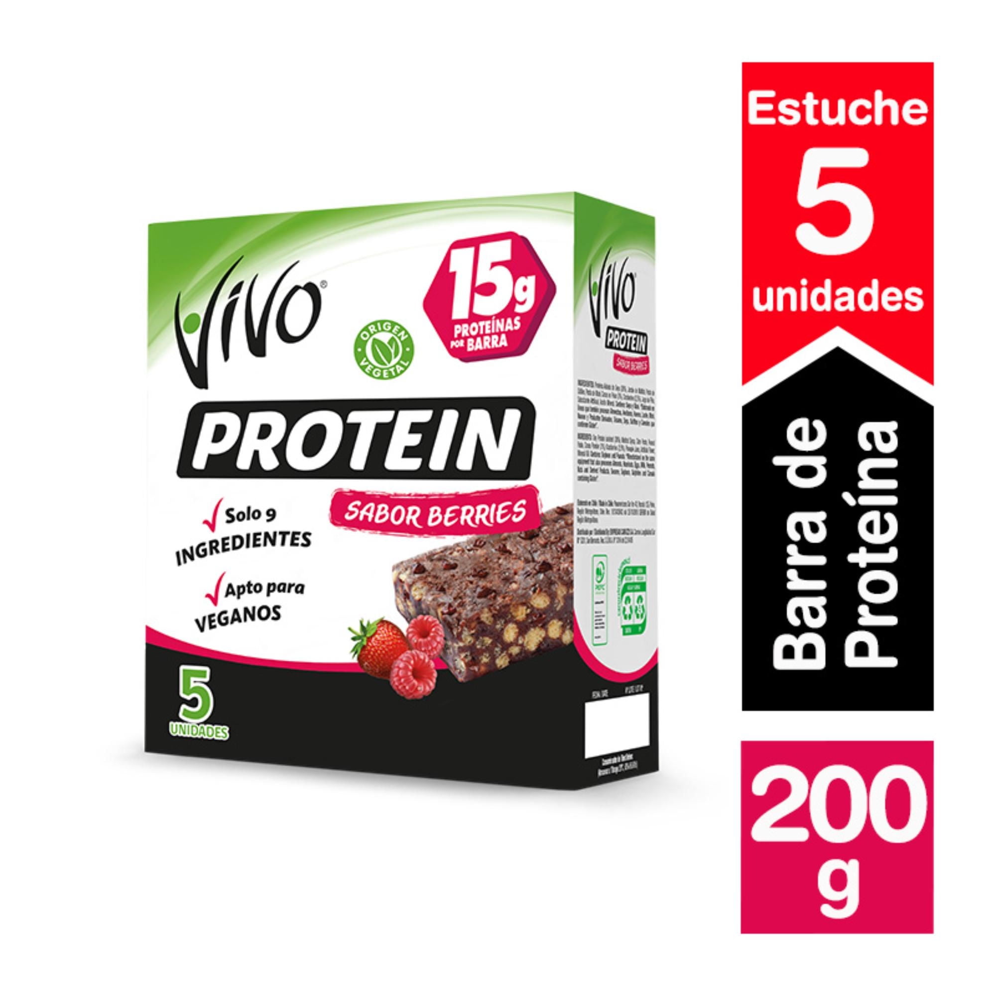 Barra De Proteína Sabor Berries 5 Un 200 g Vivo