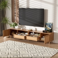 M&Ms - Rattan Tv Stand For Tvs Up To 90'', Modern Farmhouse Media Console, Entertainment Center With Solid Wood Legs, Tv Cabinet For Living Room, Bedroom