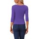 thumbnail image 3 of INSPIRE CHIC Blusa Fruncida con Botones Decorativos en el Escote en V de Manga 3/4 para Mujer, Top de Punto Sólido Violeta S para el Regreso a Clases, 3 of 6