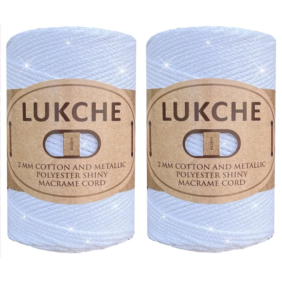 Cordón para macramé LUKCHE de algodón y poliéster brillante, 2 mm (205 m), 250 g