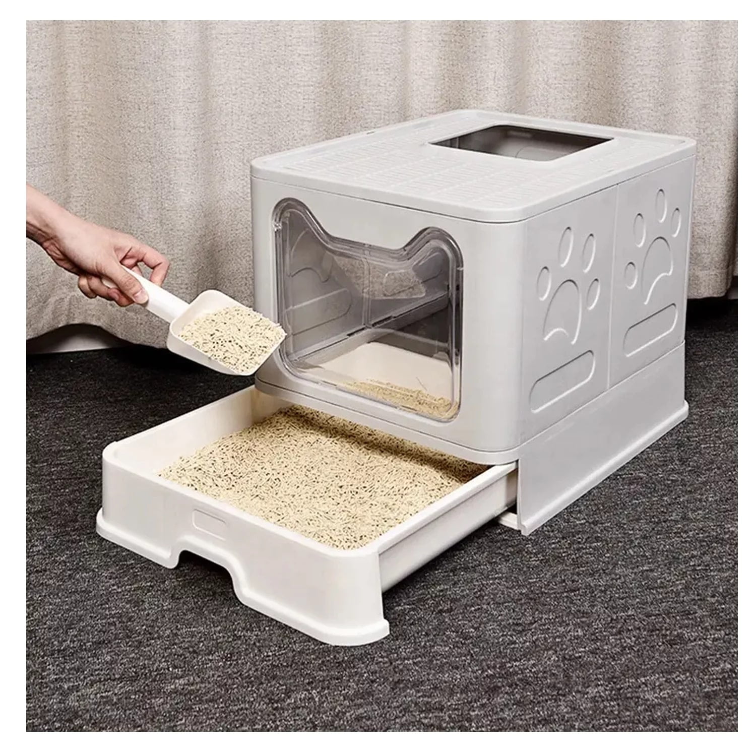 Arenero Cerrado Gatos Cupula Baño Sanitario Xl Base Movil