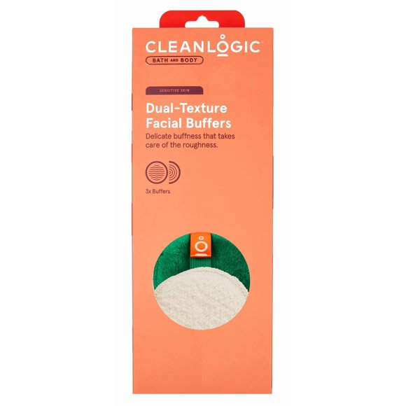 Amortiguadores faciales Cleanlogic Clean Logic de doble textura para piel sensible (paquete de 6)