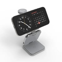 Genérico - Cargador Magnético Inalámbrico Triple Dispositivo Plegable Ángulo Ajustable 22.5W Carga Rápida Compatible Con Iphone Airpods Apple Watch-Gris