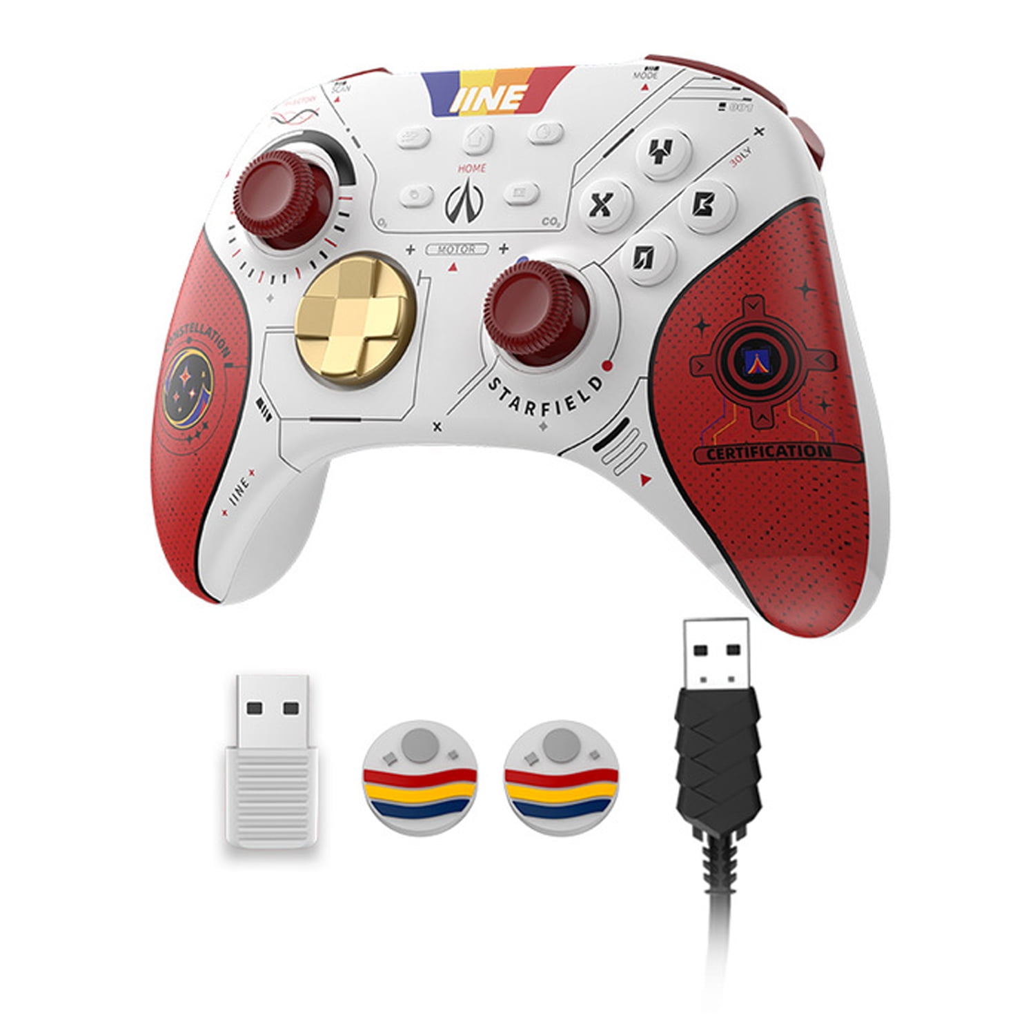 Genérico - Mando Inalámbrico Pro Con Joystick Y Gatillo De Efecto Hall, Sin Deriva - Para Pc Switch Steam Tableta Teléfono - Gamepad Remoto Con Funciones Nfc, Motion Sense, Macro, Wake-up Y Rumble.-blanco Rojo