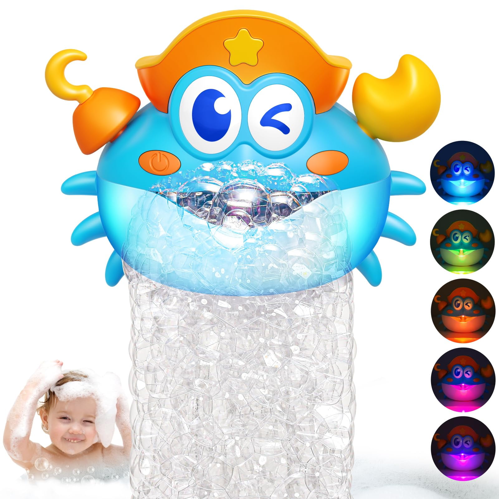 Máquina De Burbujas De Baño Bath Toys Puidapo Crab Baby Con Luz De 1 A 8 Años