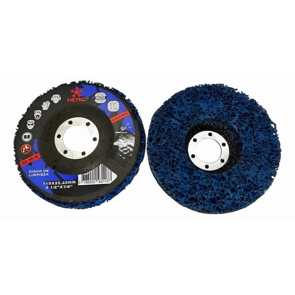 Disco De Limpieza Remueve Pintura Y Oxido Inox 4 1/2 Hemic Azul