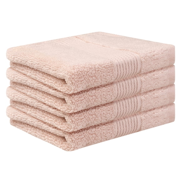 REGALWOVEN Paños Faciales de Algodón a Rayas, Toallas Absorbentes y Ligeras para Baño, Hotel, Spa 13' x 13' Rosa Paquete de 4