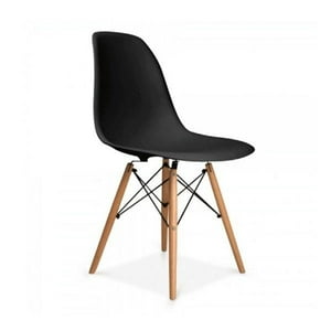Genérico - Comedor Mesa Vidrio 80Cms + 4 Sillas Eames Replica Color Negro